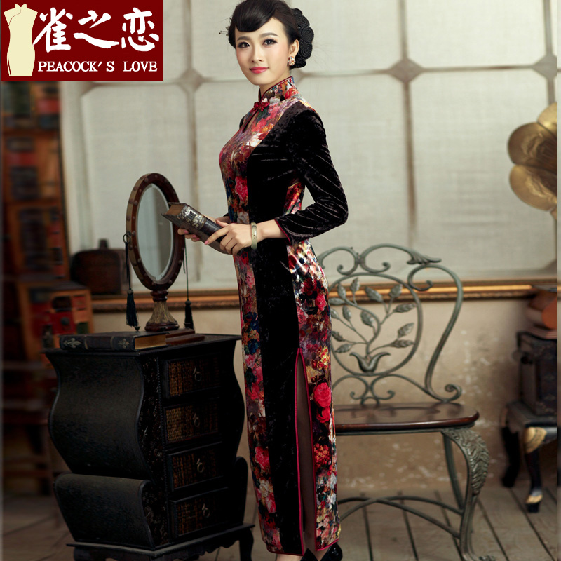 Love of birds and flowers new spring 2015) new improved Stylish retro long skirt QC228 qipao scouring pads Suit M love birds , , , shopping on the Internet