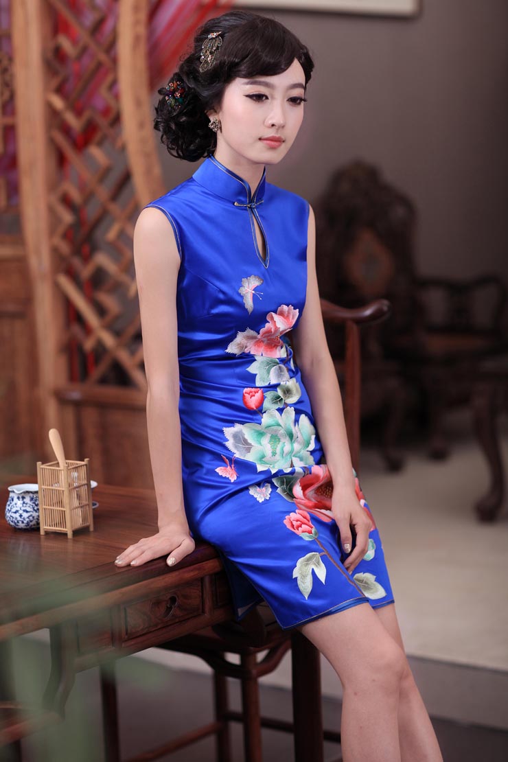 Love of birds Dan embroidered spring 2015 new timelessly elegant hand embroidered heavyweight Silk Cheongsam QD344 BLUE S picture, prices, brand platters! The elections are supplied in the national character of distribution, so action, buy now enjoy more preferential! As soon as possible.