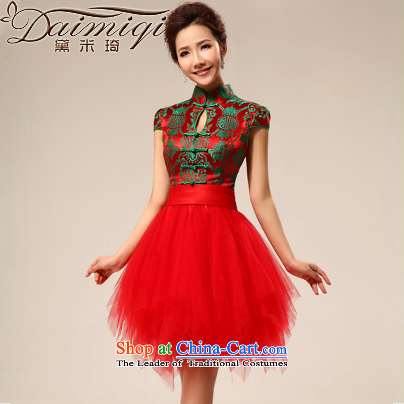 Doi m qi 2014 new dress short of Chinese Wind red bows to the Summer load the lift mast will cheongsam picture color?M