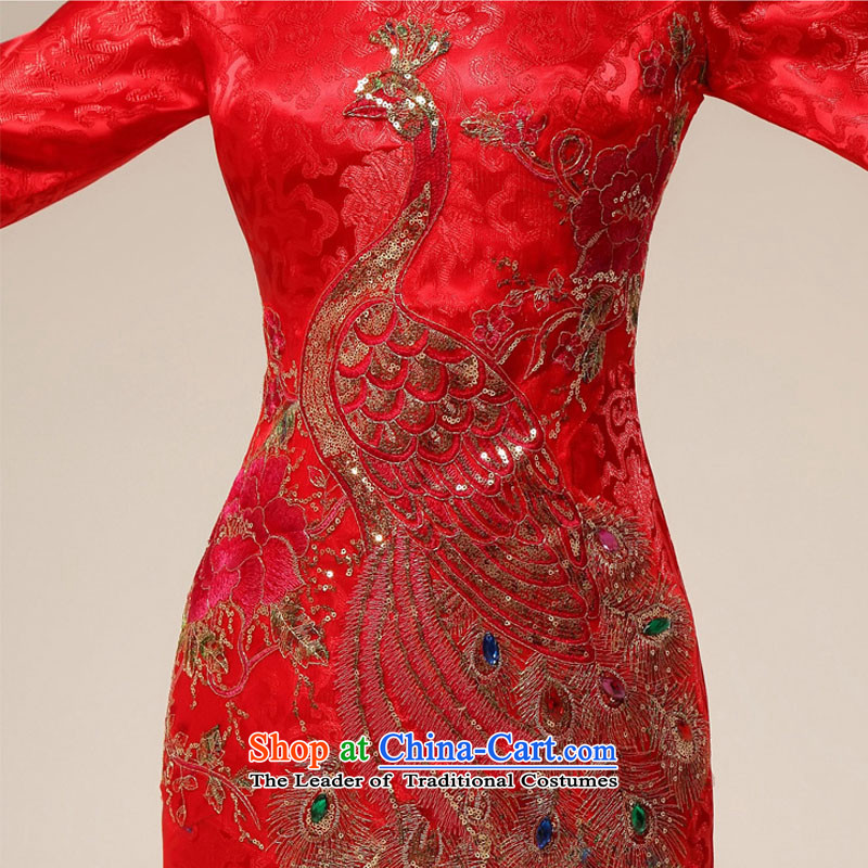 Doi m qi 2014 new re-door onto a mock-neck design of the ceremonial dress red bows boxed dress cheongsam red , L, M Qi , , , diana shopping on the Internet