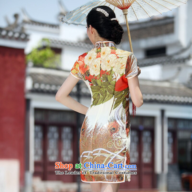 Looking back over the love of birds with a laugh in the summer of 2013 new minimalist improved short of Qipao QD033 SUIT XXL, birds Love , , , shopping on the Internet