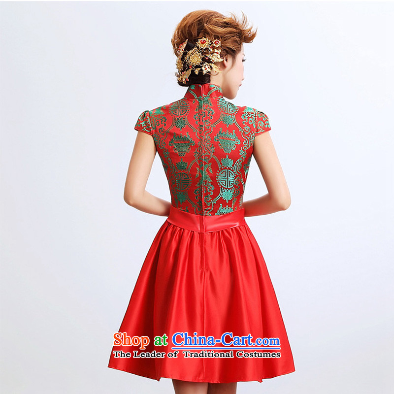 Doi m qi 2014 new stylish qipao gown skirt improved short of marriages wedding dresses red color picture XXL, Demi Moor Qi , , , shopping on the Internet