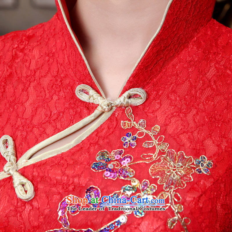 Doi m qi wedding dresses cheongsam red lace collar Foutune of qipao bows services red crowsfoot S Demi Moor Qi , , , shopping on the Internet