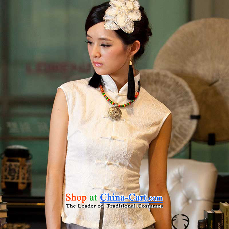 【 Yat- book ink Yun archaeologist makes China wind summer short-sleeved T-shirt female Sau San ethnic lace sleeveless 3TL01 White XL, Yat Lady , , , shopping on the Internet