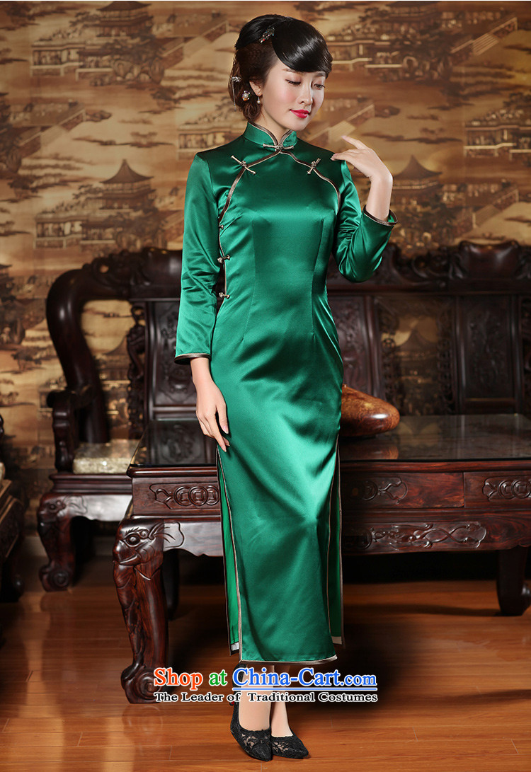 Love of birds Cayman Chor Spring 2015 9 cuff solid color long Silk Cheongsam QC371 green L picture, prices, brand platters! The elections are supplied in the national character of distribution, so action, buy now enjoy more preferential! As soon as possible.