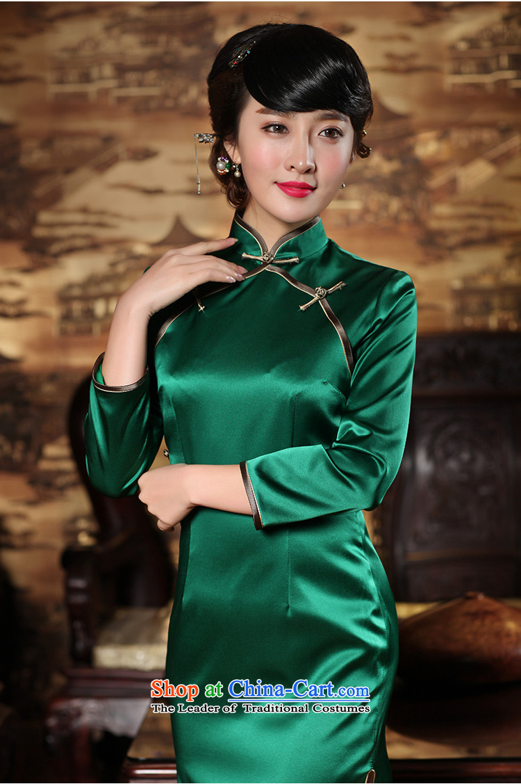 Love of birds Cayman Chor Spring 2015 9 cuff solid color long Silk Cheongsam QC371 green L picture, prices, brand platters! The elections are supplied in the national character of distribution, so action, buy now enjoy more preferential! As soon as possible.