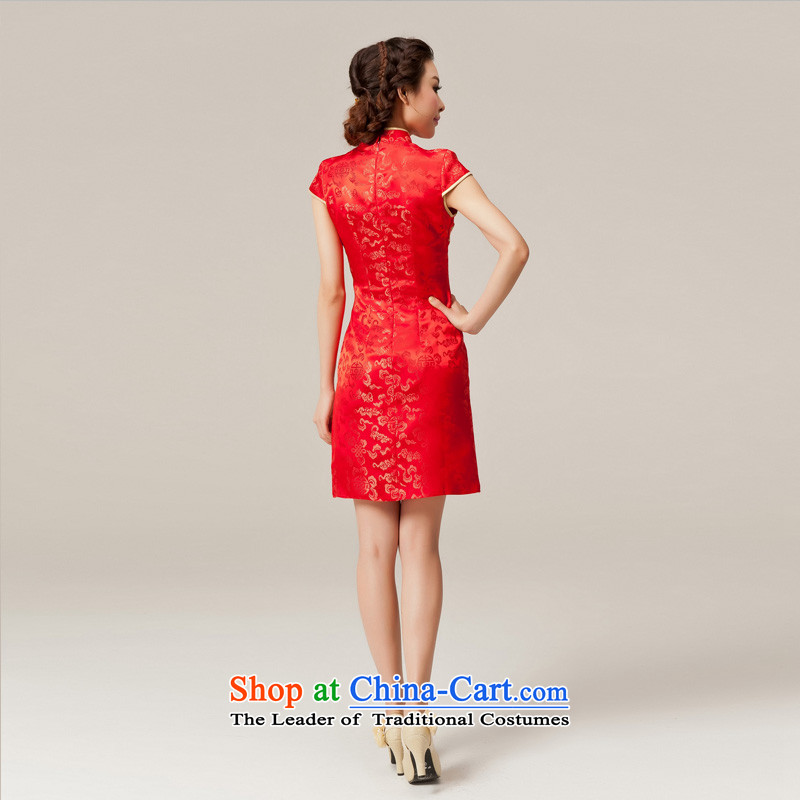 Recalling that hates makeup and spring and summer Wedding Dress Short of bride red qipao marriages bows services for summer qipao Q12033 stylish red , L, recalling that hates makeup and shopping on the Internet has been pressed.