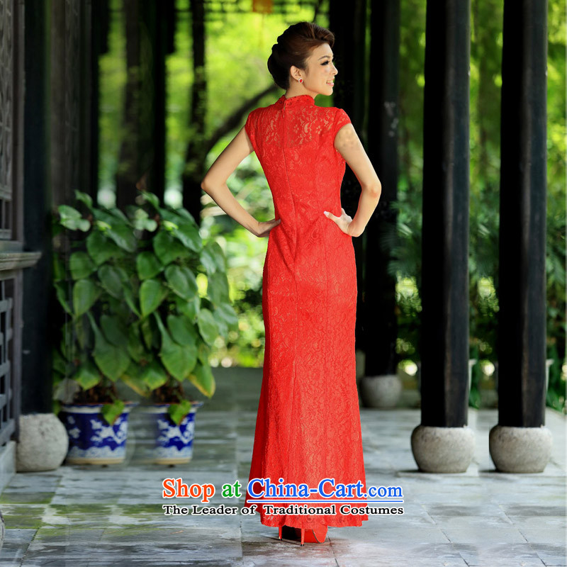 A new bride 2015 lace qipao stylish wedding red bows to the marriage of Qipao 201 red , L, a bride shopping on the Internet has been pressed.