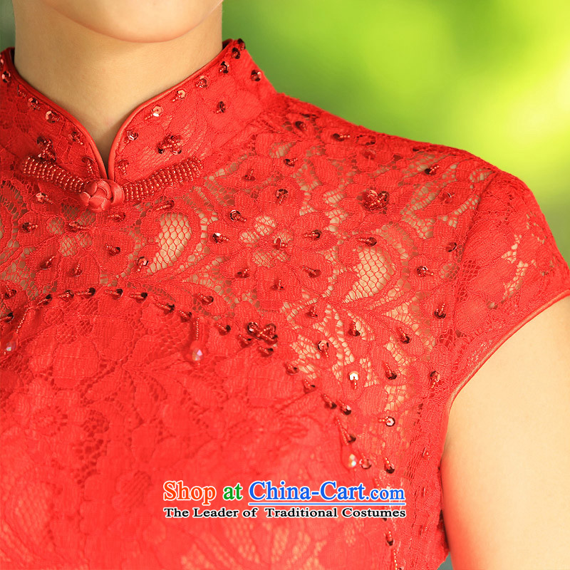A new bride 2015 lace qipao stylish wedding red bows to the marriage of Qipao 201 red , L, a bride shopping on the Internet has been pressed.