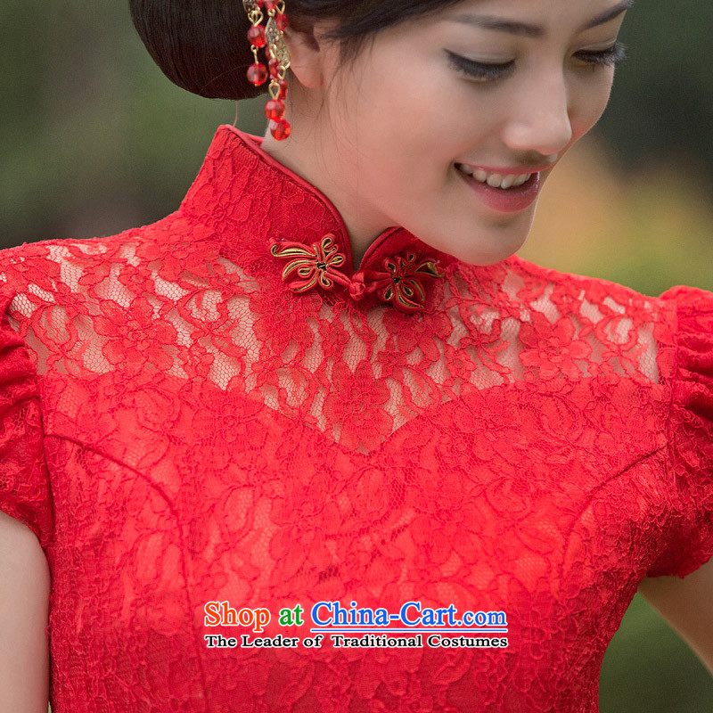 A new bride 2015 lace qipao stylish wedding red bows to the marriage of Qipao 104 red , L, a bride shopping on the Internet has been pressed.