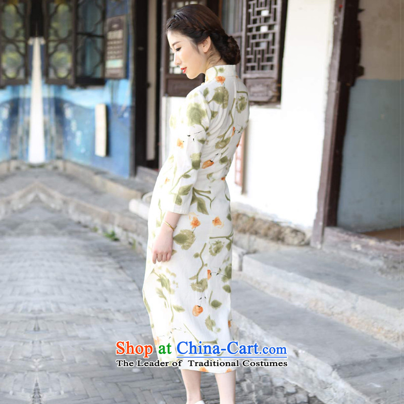 A Pinwheel Without Wind Yat Asakusa spring and autumn 2015 cotton linen dresses in long skirt long-sleeved high of the forklift truck and Stylish retro cotton linen dress XL, Yat Lady , , , shopping on the Internet