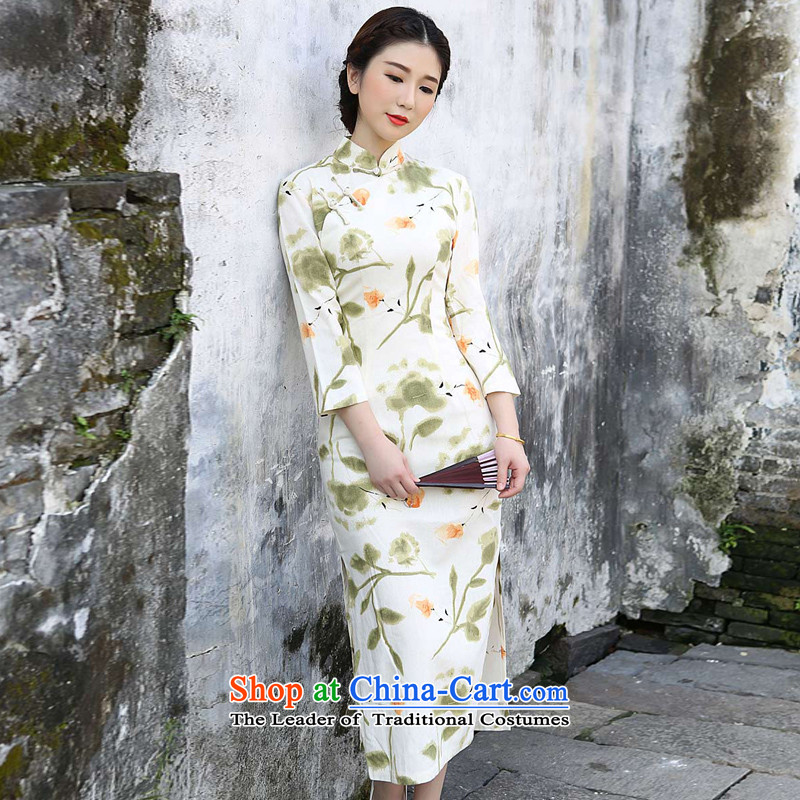 A Pinwheel Without Wind Yat Asakusa spring and autumn 2015 cotton linen dresses in long skirt long-sleeved high of the forklift truck and Stylish retro cotton linen dress XL, Yat Lady , , , shopping on the Internet