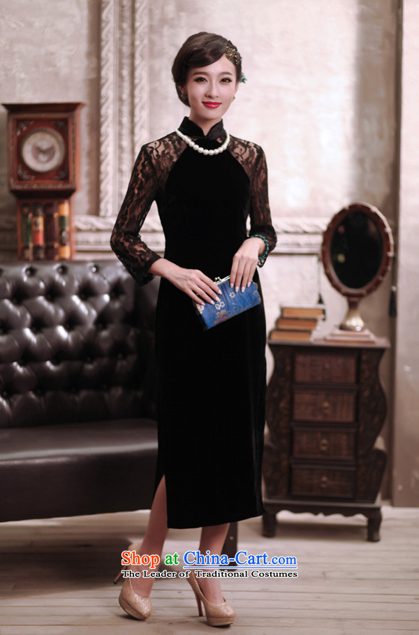 Love of birds glass Yue Spring 2015 new improved lace stitching cheongsam dress long wool qipao QC373 Black XL Photo, prices, brand platters! The elections are supplied in the national character of distribution, so action, buy now enjoy more preferential! As soon as possible.