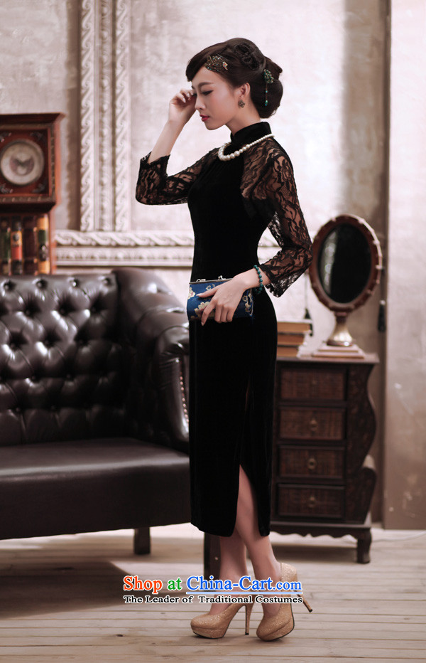 Love of birds glass Yue Spring 2015 new improved lace stitching cheongsam dress long wool qipao QC373 Black XL Photo, prices, brand platters! The elections are supplied in the national character of distribution, so action, buy now enjoy more preferential! As soon as possible.