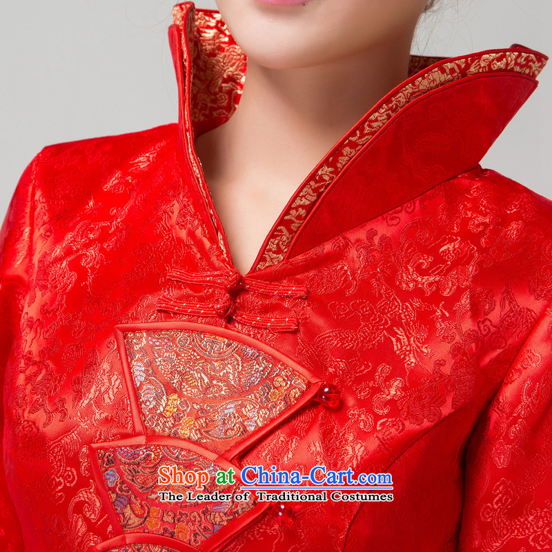 Recalling that hates makeup and the spring and summer months long-sleeved qipao gown bows damask long marriages red bows services Q13634 RED XL, recalling that hates makeup and shopping on the Internet has been pressed.