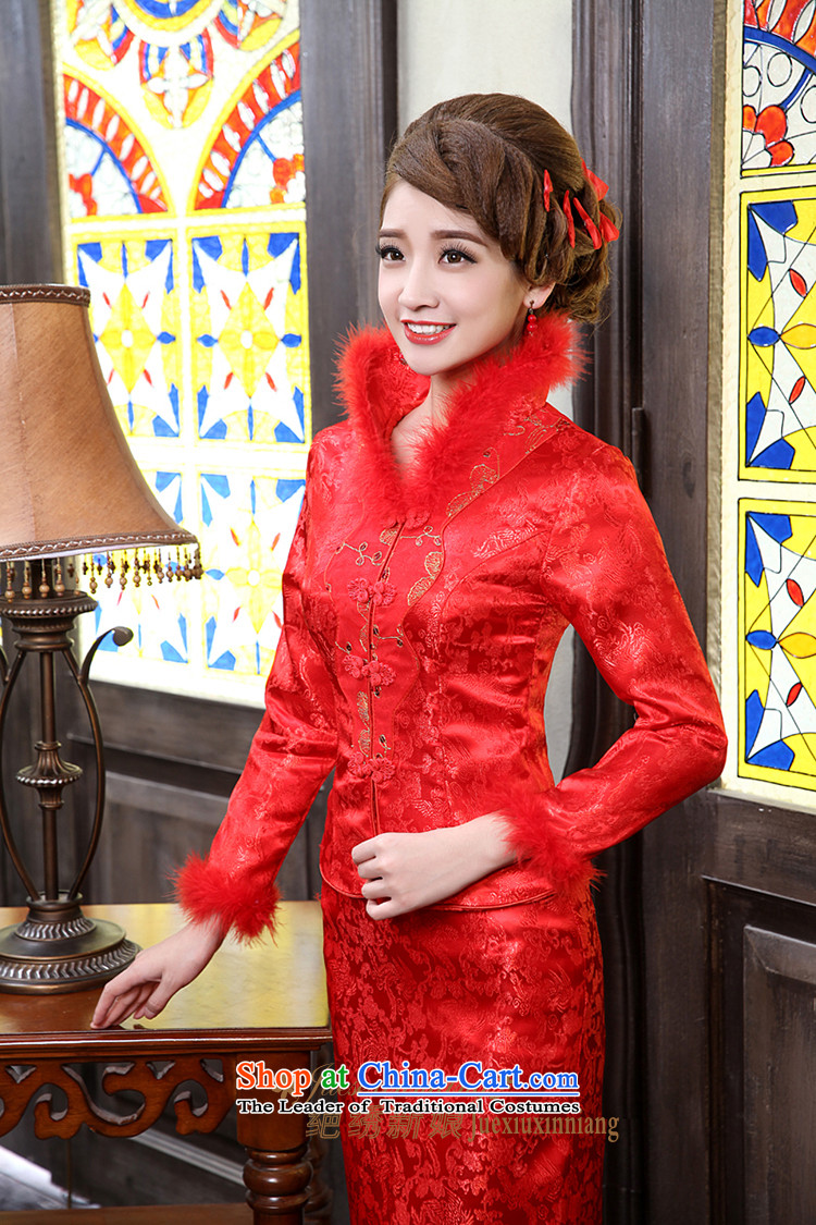 Embroidered is the new bride bride winter bows long service improvements to align the long-sleeved red retro winter clothing winter cheongsam red XXL Suzhou shipment picture, prices, brand platters! The elections are supplied in the national character of distribution, so action, buy now enjoy more preferential! As soon as possible.