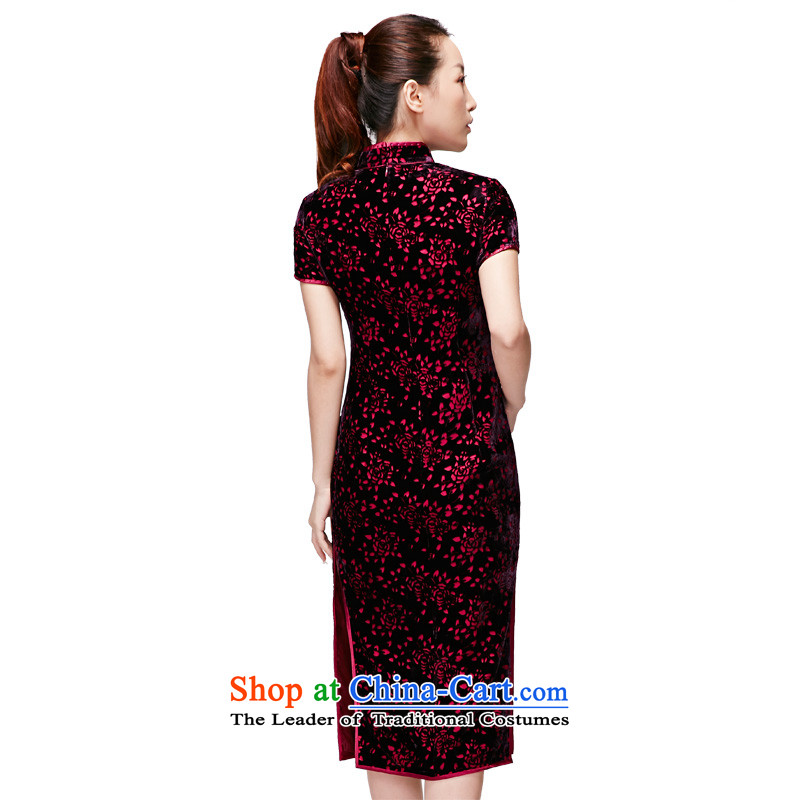 The 2015 Spring wood really summer new dresses elegant qipao skirt mother qipao retro 11659 16 deep purple XXXL, wood really a , , , shopping on the Internet
