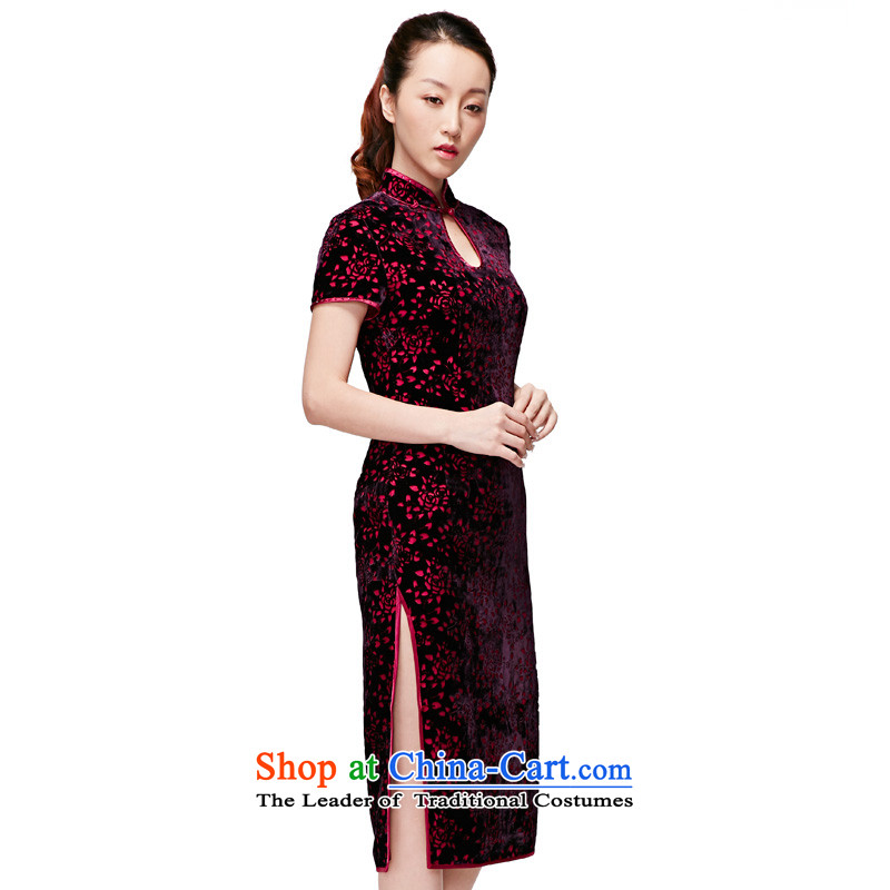 The 2015 Spring wood really summer new dresses elegant qipao skirt mother qipao retro 11659 16 deep purple XXXL, wood really a , , , shopping on the Internet