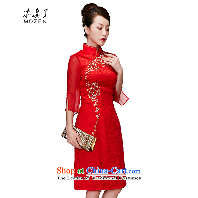 Wooden spring of 2015 is really the new bride cheongsam dress embroidery 7 cuff dress female package mail 01204 05 red wood really a , , , XXL, shopping on the Internet