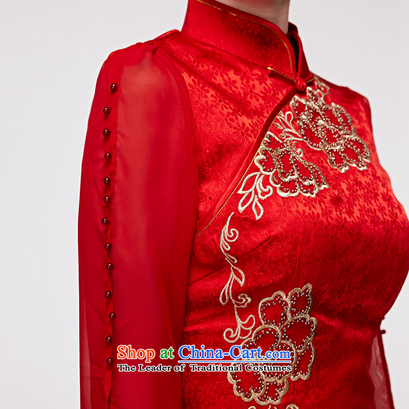 Wooden spring of 2015 is really the new bride cheongsam dress embroidery 7 cuff dress female package mail 01204 05 red wood really a , , , XXL, shopping on the Internet