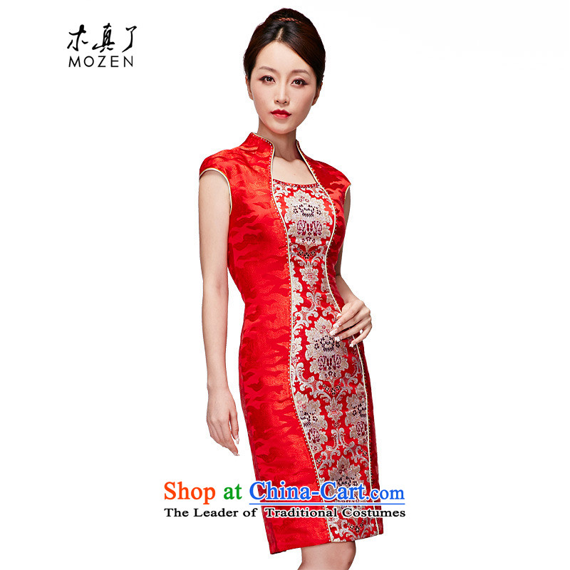 Wooden spring and summer of 2015 really new Chinese wedding dress embroidered bride cheongsam dress temperament female skirt 21891 05 red wood really a , , , XL, online shopping