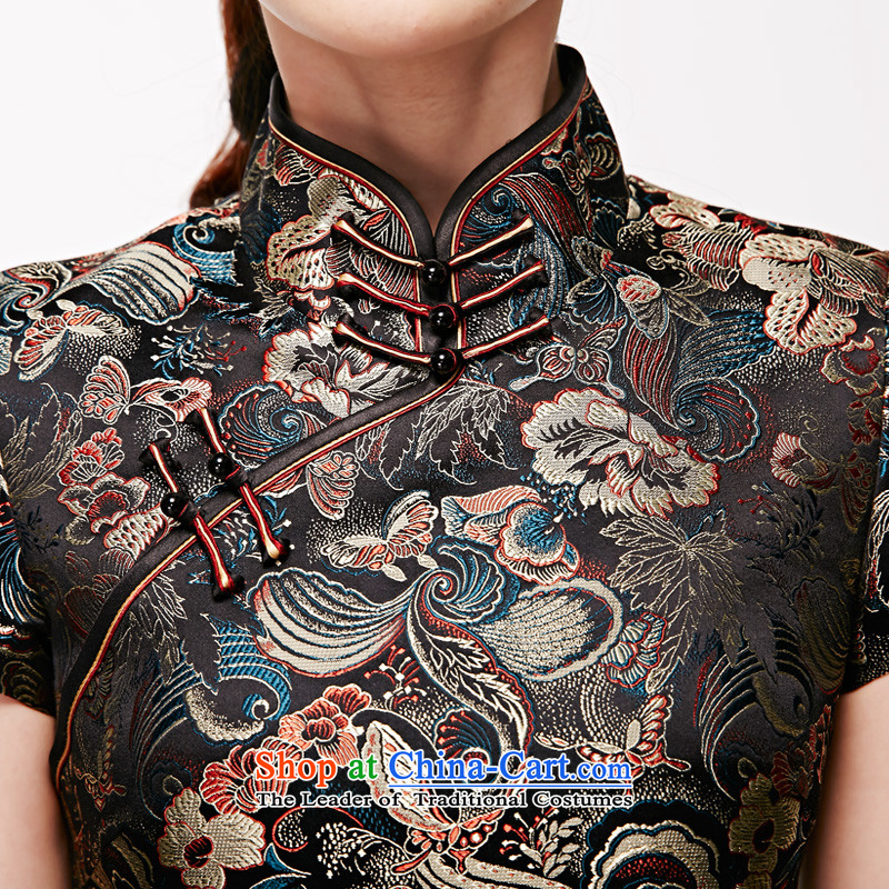 Wooden spring and summer of 2015 really new fall short of replacing elegant Chinese silk cheongsam dress skirt Sau San dresses 01213 Main line 01 black wood really the Jinhua M , , , shopping on the Internet