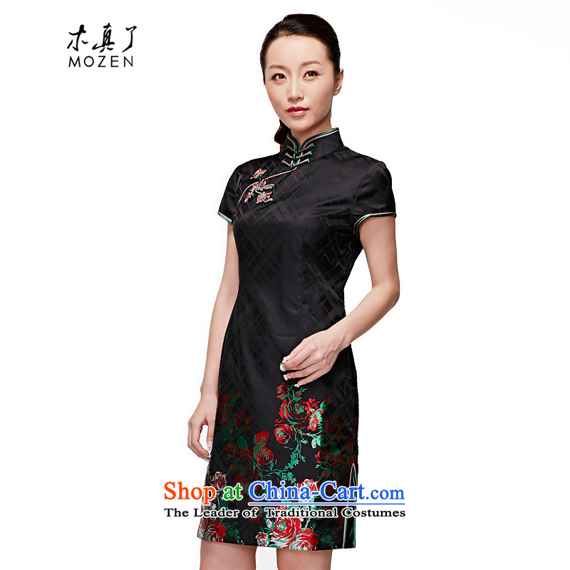 The nostalgia for the improvement of wood really cheongsam dress 2015 autumn and winter new Tang Dynasty Chinese qipao short-sleeved blouses and China wind 01 Black XL, wood NO.22038 visitor really a , , , shopping on the Internet