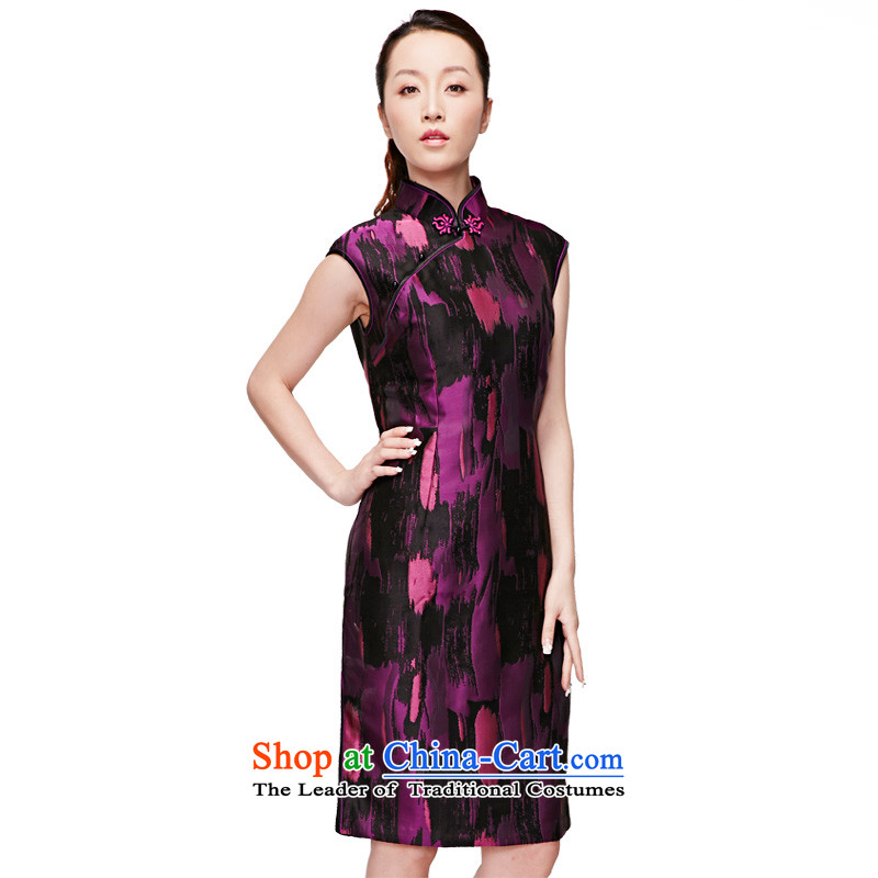 Wood of 2015 Summer really new Chinese elegant reminiscent of the original design of the Flag short qipao package mail 22119 16 purple M : a true , , , shopping on the Internet
