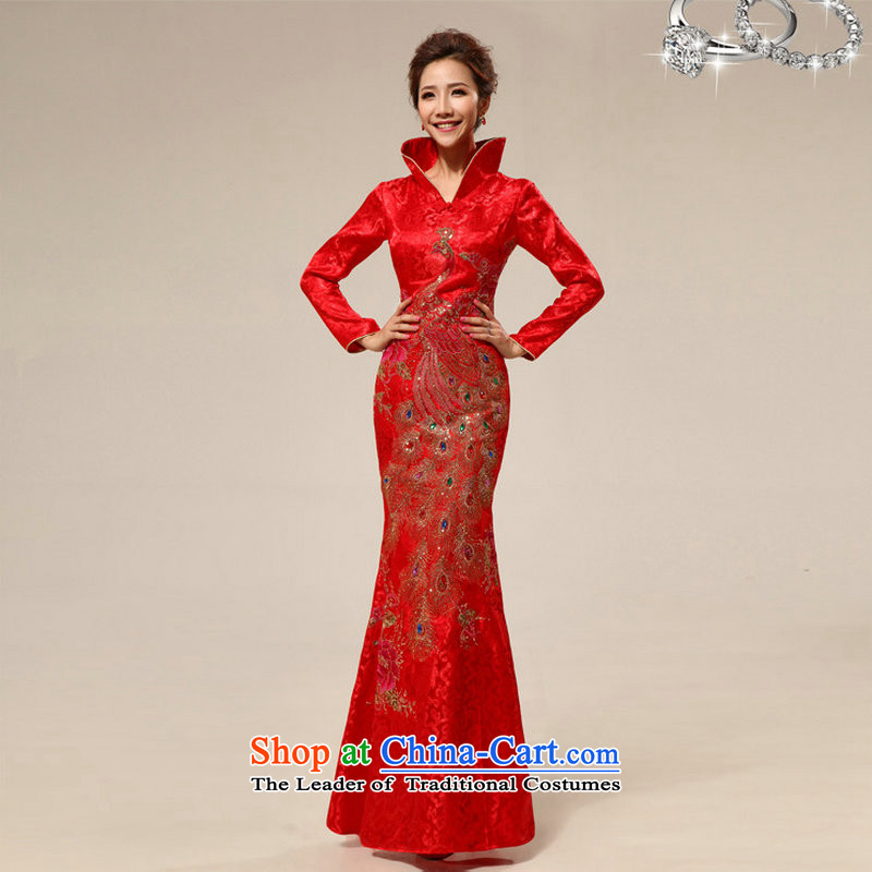 Optimize new Stylish retro-hong lace l marriages XS7126 qipao red XXL, optimize Philip Wong , , , shopping on the Internet