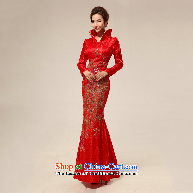 Optimize new Stylish retro-hong lace l marriages XS7126 qipao red XXL, optimize Philip Wong , , , shopping on the Internet