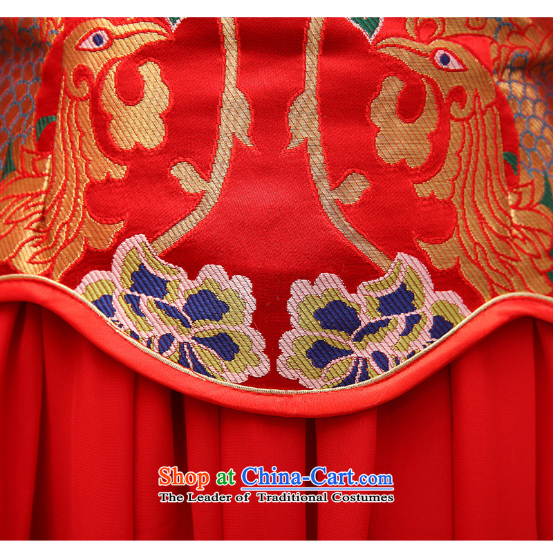 No new bride embroidered red bride wedding dress improved Stylish retro long qipao bows services red XL , Suzhou embroidery brides shipment has been pressed shopping on the Internet