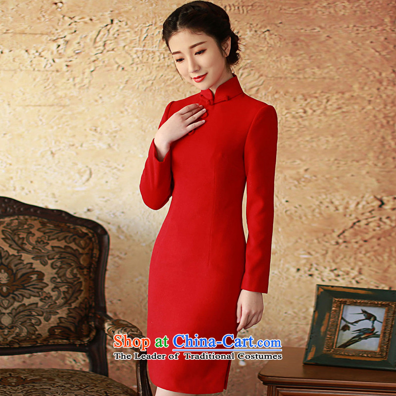A Pinwheel Without Wind fault if 2015 yat of autumn and winter long-sleeved qipao new improved retro cheongsam dress everyday dress green S, Yat Lady , , , shopping on the Internet