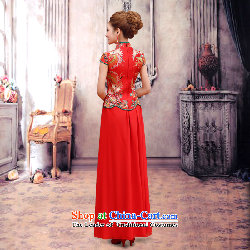 Doi m qi dragon robe red retro bridal dresses dresses improved marriage bows services wedding short-sleeved bride with two piece long cheongsam red , L, M Qi , , , diana shopping on the Internet