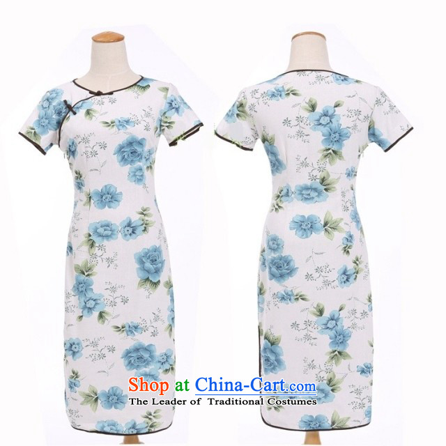 In Wisconsin, 2015 Jie spring and summer blue peony round-neck collar in the arts and cultural ties manually 