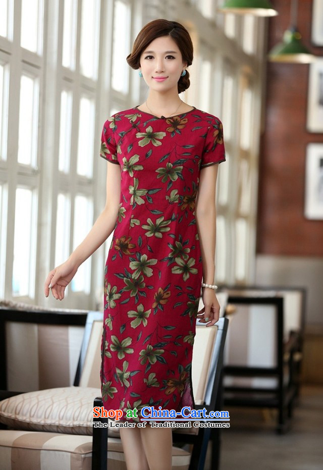 In Wisconsin, 2015 Jie spring and summer new products cotton linen neck tie in Sau San manually long cheongsam dress dresses QF624 buckwheat flowers round-neck collar M picture, prices, brand platters! The elections are supplied in the national character of distribution, so action, buy now enjoy more preferential! As soon as possible.