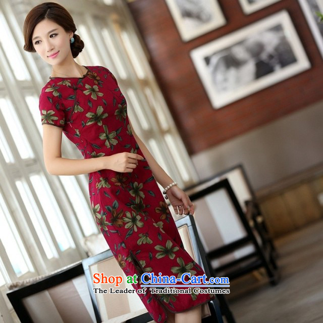 In Wisconsin, 2015 Jie spring and summer new products cotton linen neck tie in Sau San manually long cheongsam dress dresses QF624 buckwheat flowers round-neck collar M picture, prices, brand platters! The elections are supplied in the national character of distribution, so action, buy now enjoy more preferential! As soon as possible.
