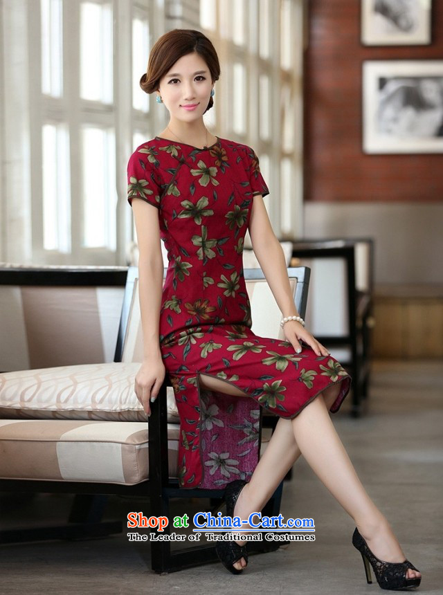 In Wisconsin, 2015 Jie spring and summer new products cotton linen neck tie in Sau San manually long cheongsam dress dresses QF624 buckwheat flowers round-neck collar M picture, prices, brand platters! The elections are supplied in the national character of distribution, so action, buy now enjoy more preferential! As soon as possible.