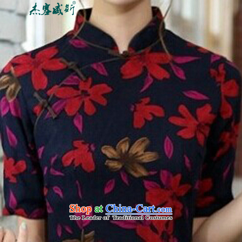 In Wisconsin, 2015 Jie spring and summer cotton linen collar in the medium to long term, of the Cuff manually detained qipao QK647 Sau San Maple Leaf collar XXL, Jie, plug , , , shopping on the Internet