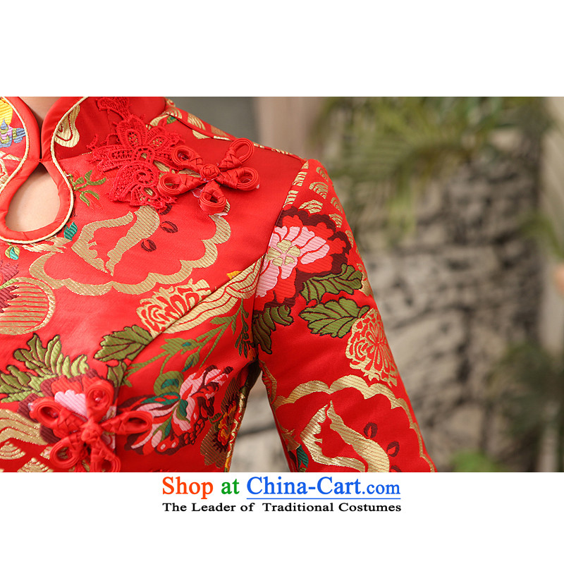 No new 2015 bride embroidered red bride wedding dress improved Stylish retro long qipao bows services tailor-made red does not allow, embroidered bride shopping on the Internet has been pressed.