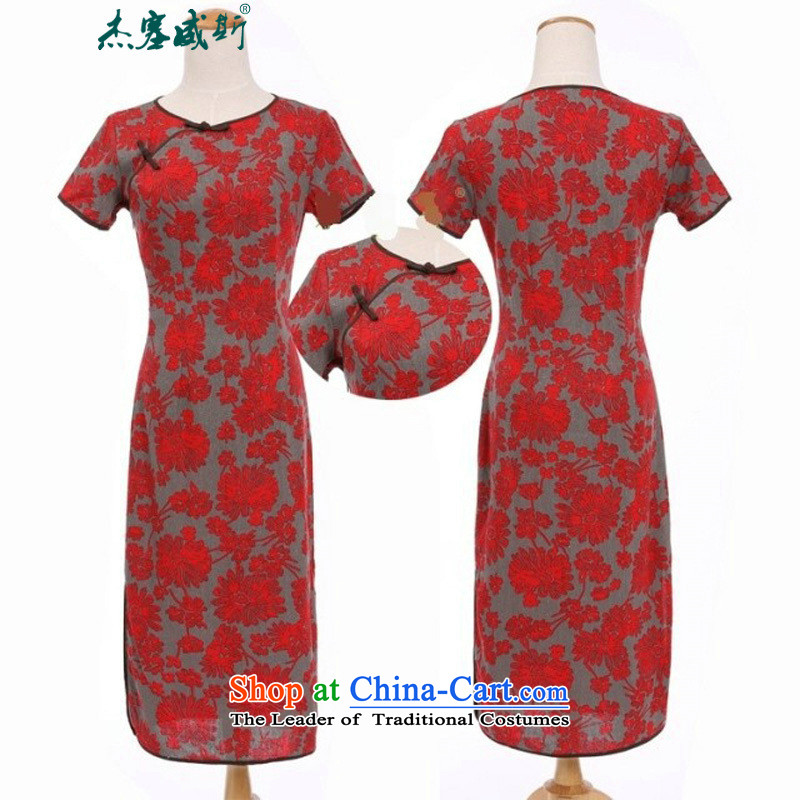 In Wisconsin, 2015 Jie spring and summer national long neck tie in Sau San manually long improved modern cheongsam dress AW082 large Lai Ju round-neck collar XXL, Jie, in , , , shopping on the Internet