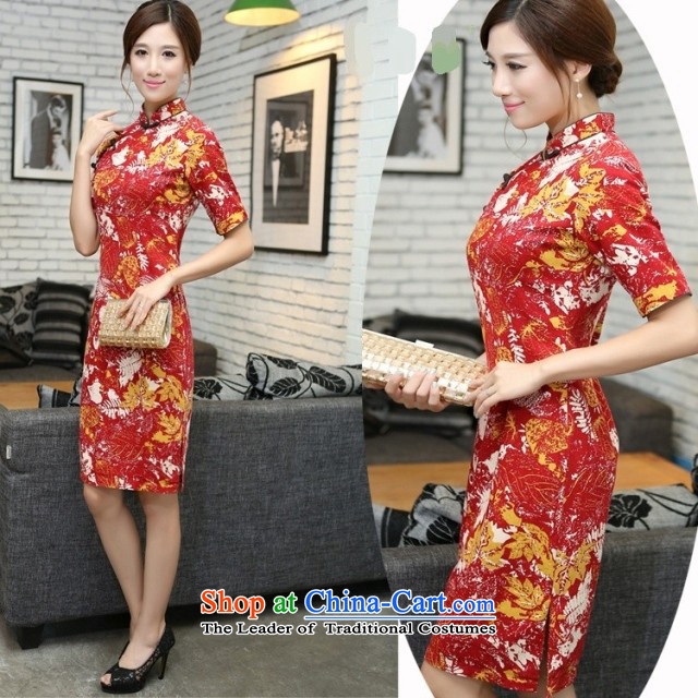 In Wisconsin, 2015 Jie spring and summer new products in China Wind/linen in long hand tie in cuff women cheongsam dress UQ769 Hong Feng Mock-neck S picture, prices, brand platters! The elections are supplied in the national character of distribution, so action, buy now enjoy more preferential! As soon as possible.
