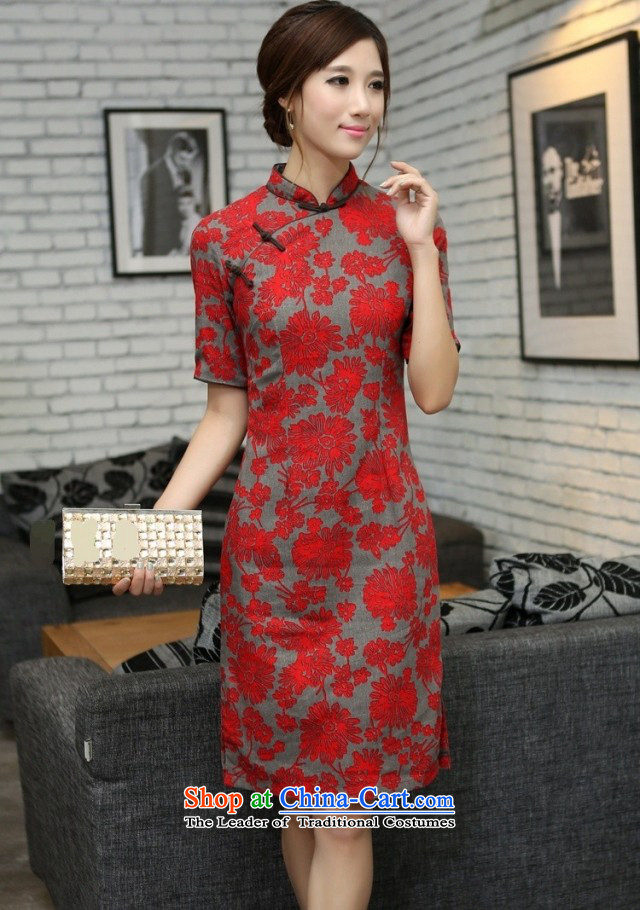 In Wisconsin, 2015 Jie spring and summer China wind in red floral/linen in long hand tie in cuff cheongsam dress NH528 large Lai Ju Mock-neck S picture, prices, brand platters! The elections are supplied in the national character of distribution, so action, buy now enjoy more preferential! As soon as possible.