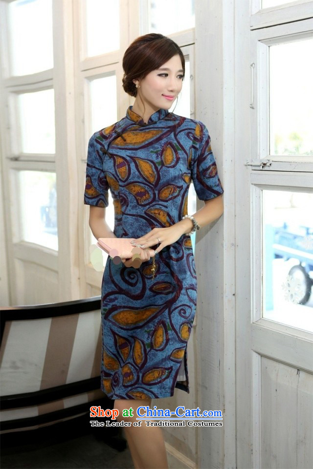 In Wisconsin, 2015 Jie spring and summer China wind-cotton linen collar in the cuff is manually long cheongsam dress dresses BK046 graffiti blue collar L picture, prices, brand platters! The elections are supplied in the national character of distribution, so action, buy now enjoy more preferential! As soon as possible.