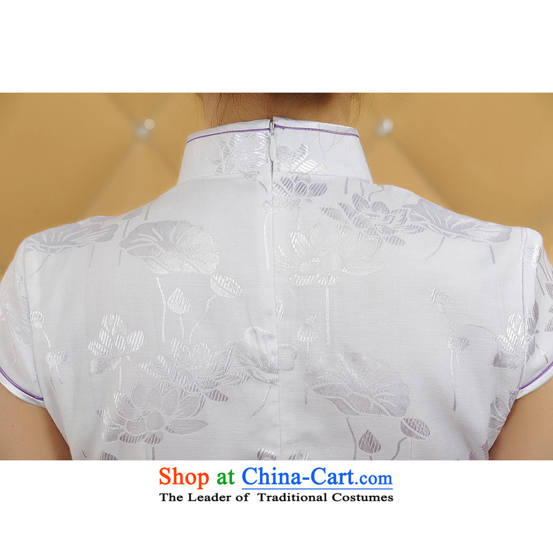 Addis Ababa poetry vidy summer Ms. new products refined embroidery retro short-sleeved dresses qipao Q06886 White XL, Addis Ababa poem d (besovand) , , , shopping on the Internet