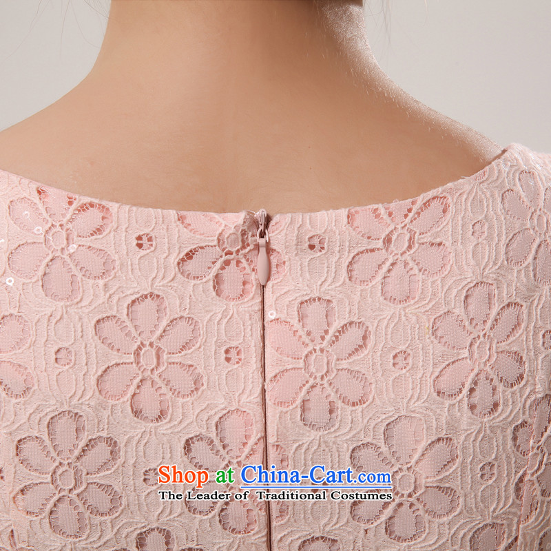 The land of the 2014 summer morning new improved Stylish retro short of qipao lace daily pink white 4284-hued S morning land has been pressed shopping on the Internet