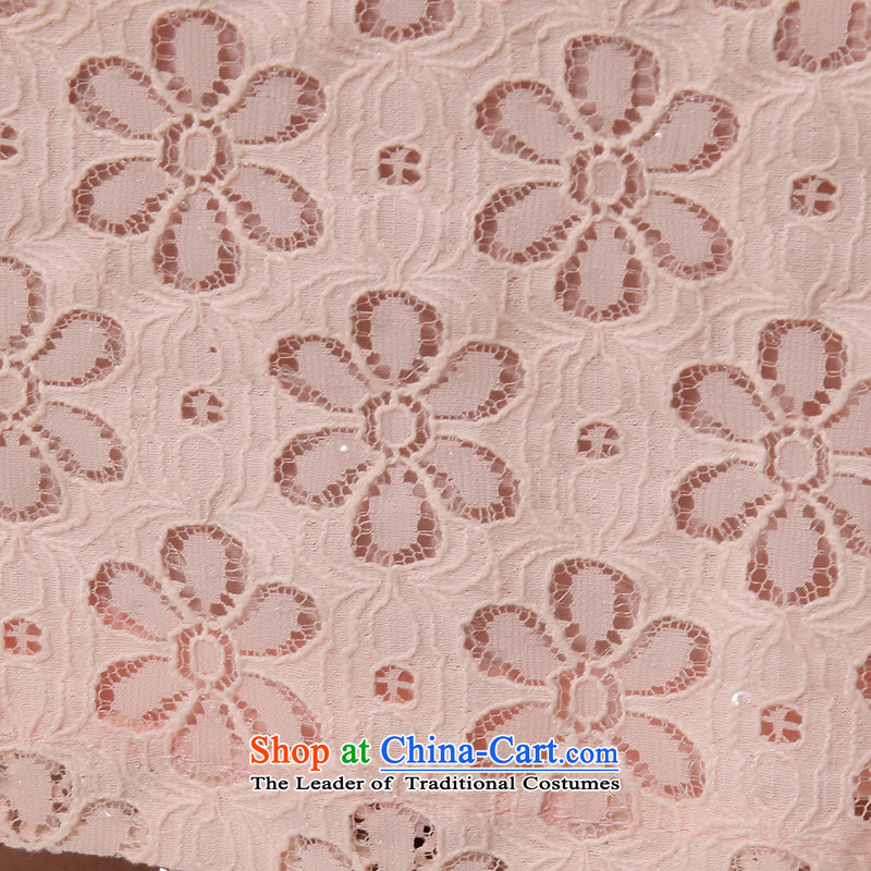 The land of the 2014 summer morning new improved Stylish retro short of qipao lace daily pink white 4284-hued S morning land has been pressed shopping on the Internet