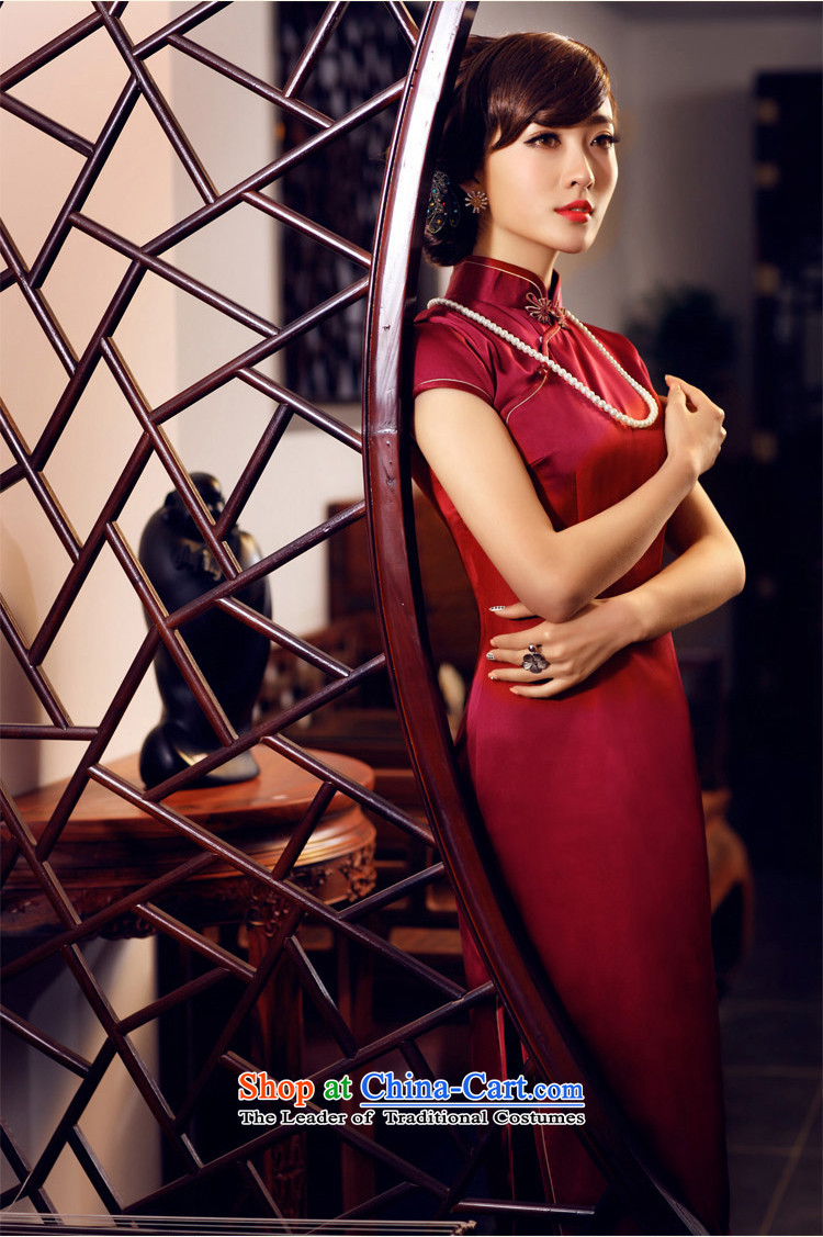 A love of birds have Xuan Spring 2015 new short-sleeved long Silk Cheongsam QD440 dark red L picture, prices, brand platters! The elections are supplied in the national character of distribution, so action, buy now enjoy more preferential! As soon as possible.
