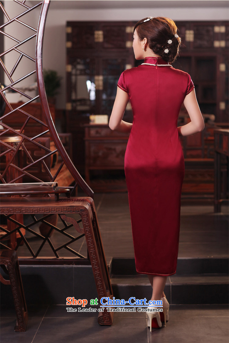 A love of birds have Xuan Spring 2015 new short-sleeved long Silk Cheongsam QD440 dark red L picture, prices, brand platters! The elections are supplied in the national character of distribution, so action, buy now enjoy more preferential! As soon as possible.