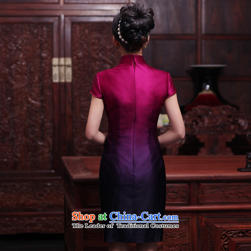 Love of birds is Between Spring 2015 new hand made embroidered ironing drill heavyweight Silk Cheongsam QD443 improved love of birds, mauve shopping on the Internet has been pressed.