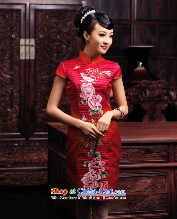 Love of birds Yuanyang Note 2015 Spring New short, manually push the embroidered heavyweight Silk Cheongsam QD442 chinese red L picture, prices, brand platters! The elections are supplied in the national character of distribution, so action, buy now enjoy more preferential! As soon as possible.